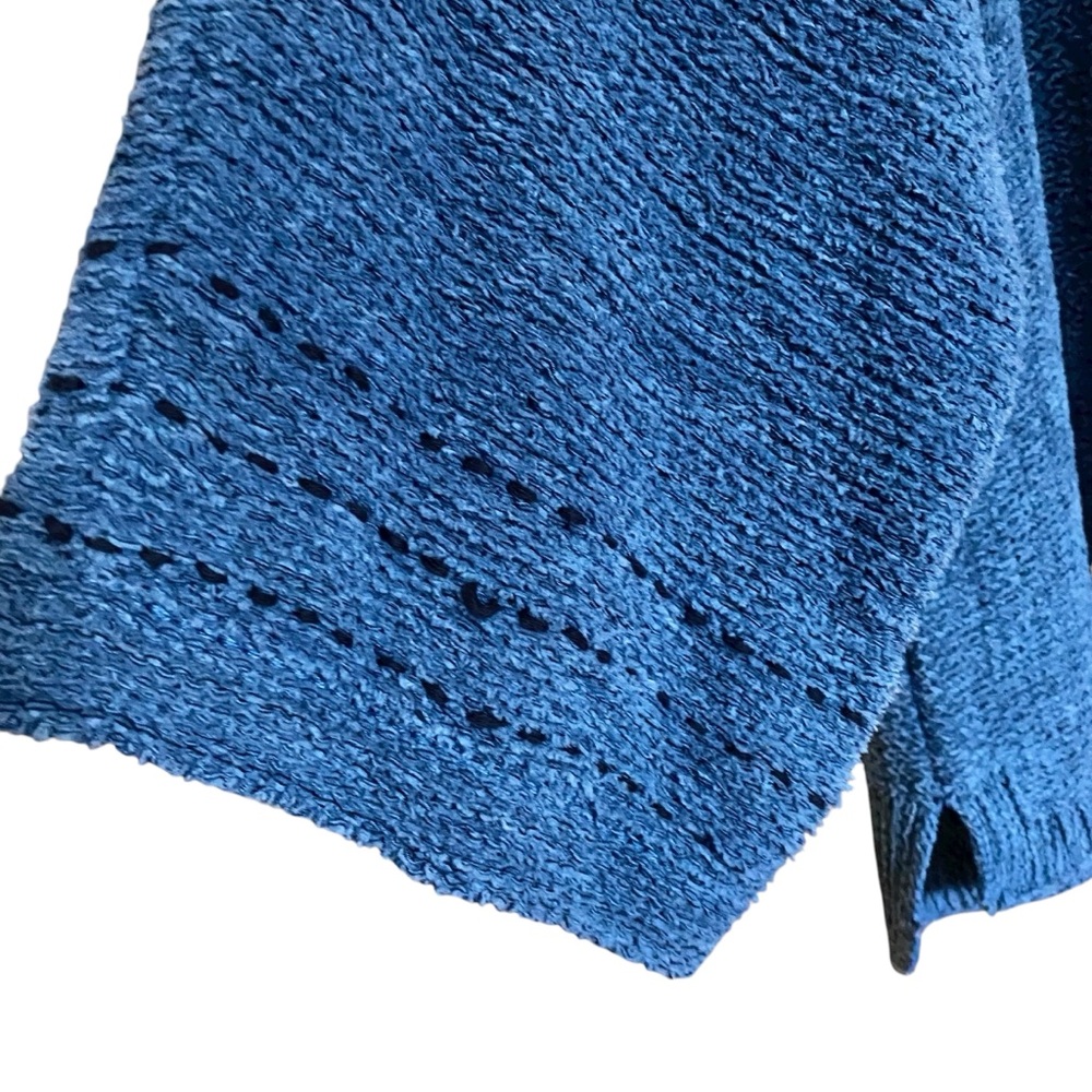 Pure Jill Indigo Knit Sweater Kimono Bracelet Sleeves Lagenlook Artsy Boho Sz M - Picture 4 of 9
